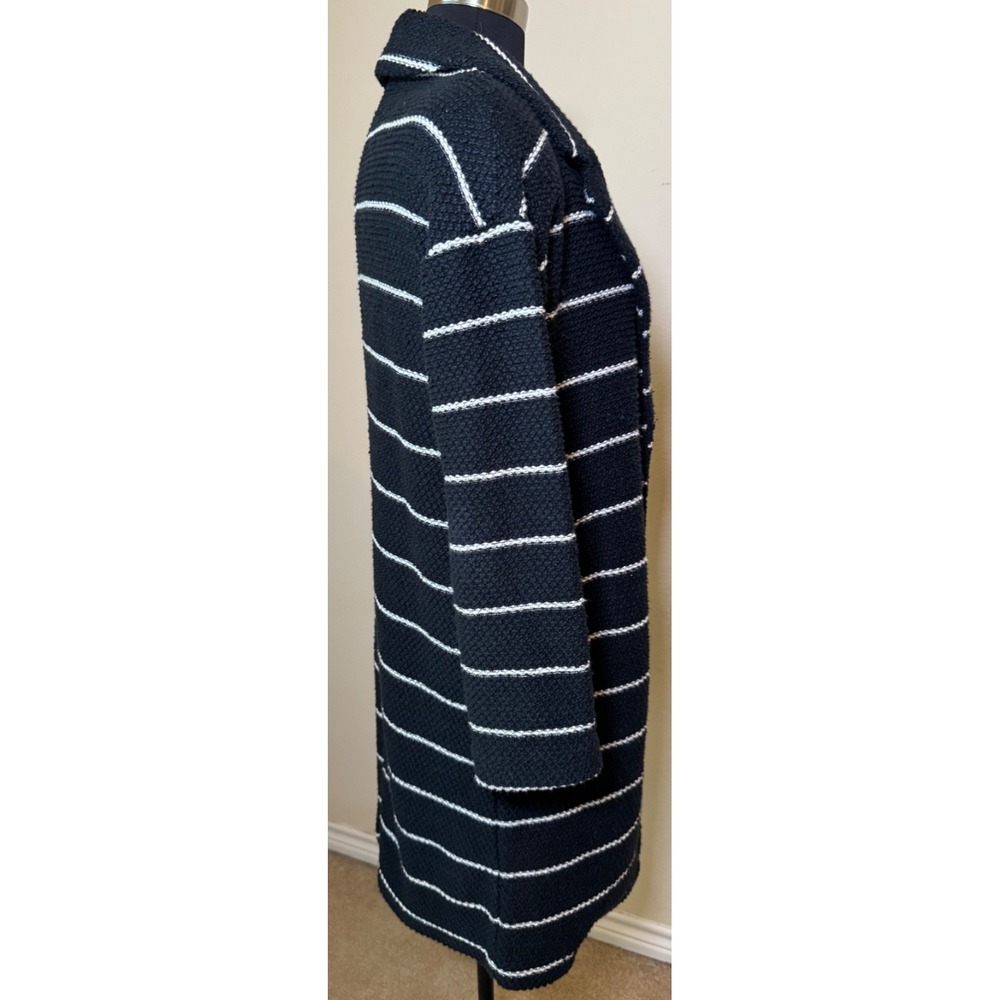 Marine Layer‎ Birdseye Coat Open Front Cardigan Black White Stripes Size Small - Picture 6 of 16